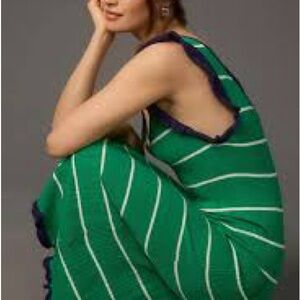 Anthropologie daily Practice Rosie Midi dress in bright green with white stripes